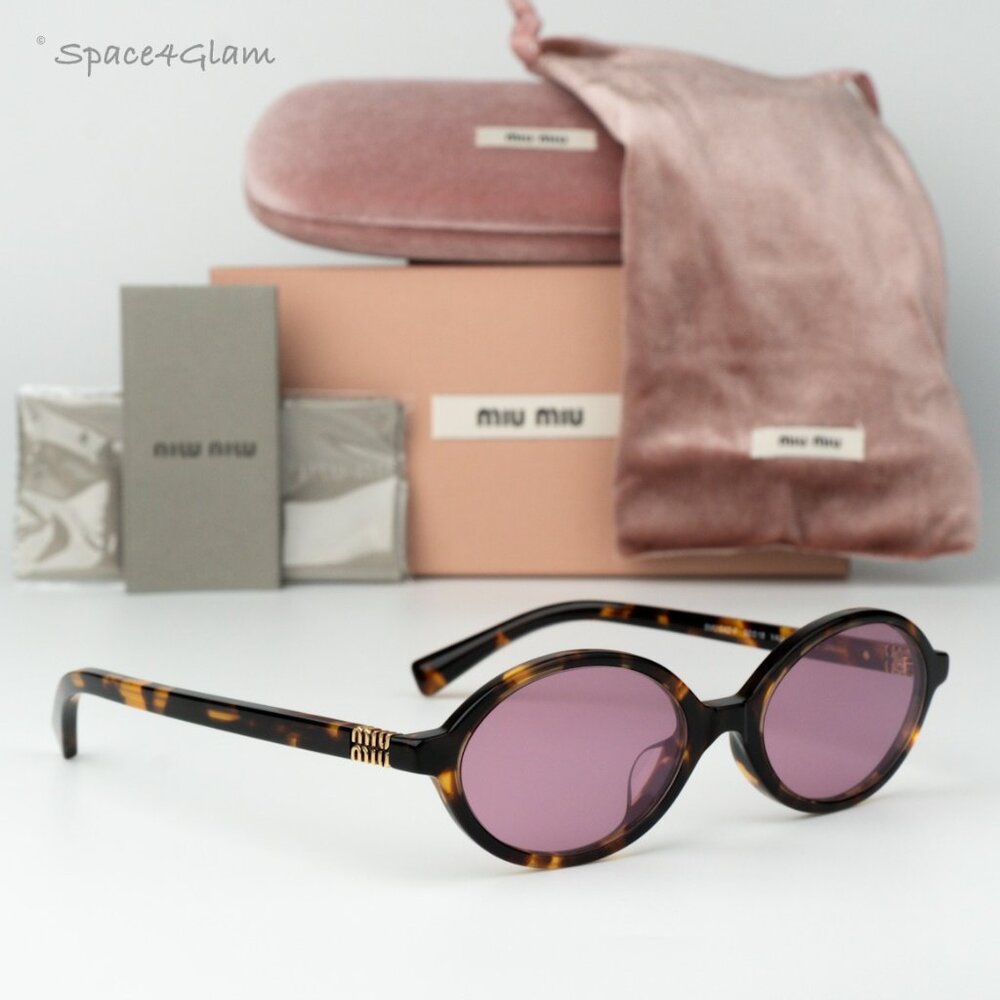 Miu Miu Women Sunglasses Havana Pink Mirror Silver MU04ZSF VAU50D REGARD NEW